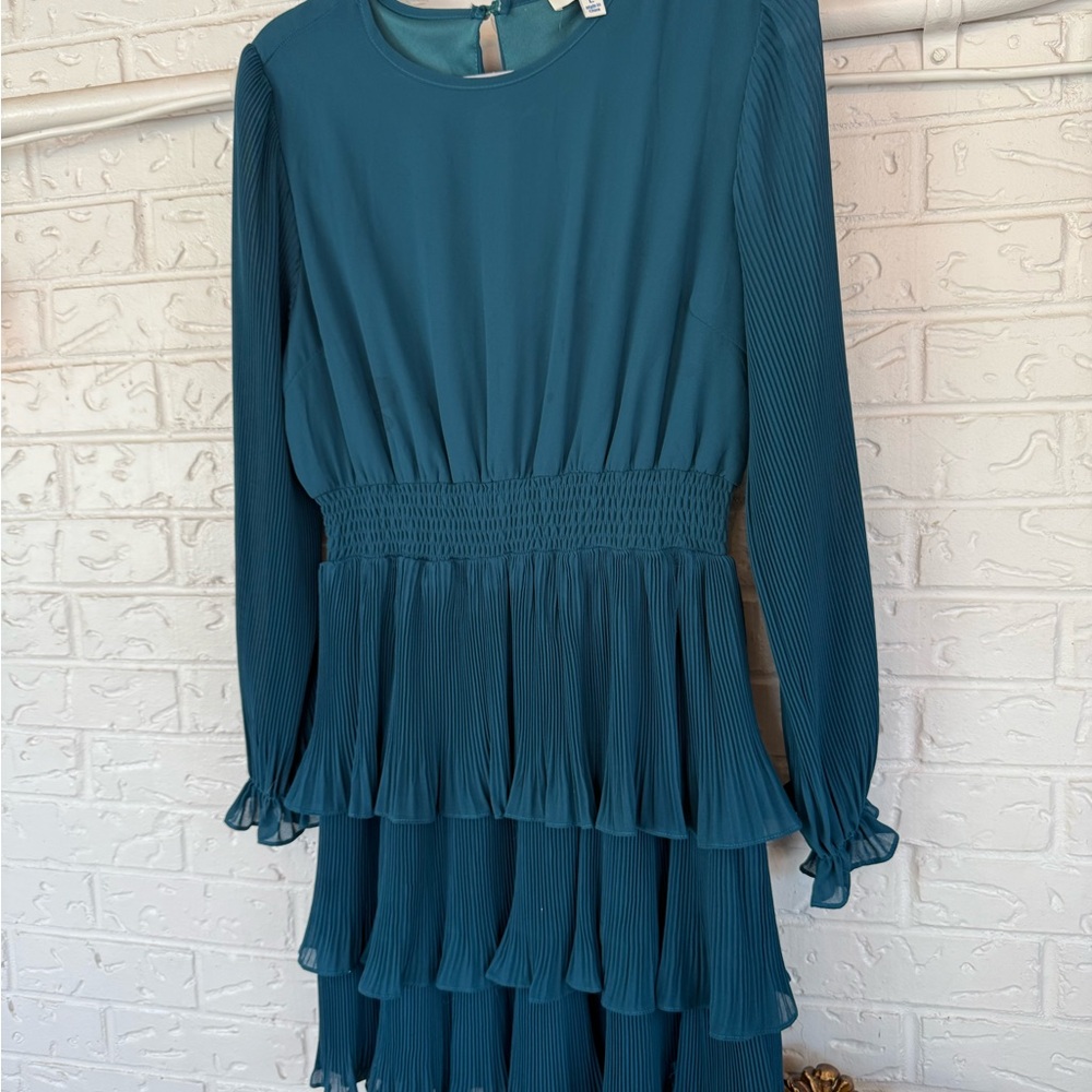 She + Sky Teal Long Sleeve Dress